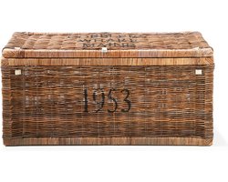 Riviera Maison Opbergkist - Dekenkist - Rustic Rattan Cobblers Wharf Trunk - 90x40 cm - Bruin