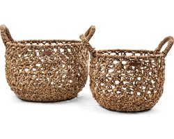 Riviera Maison Opbergmand Naturel - La Rosière Rieten Mand Rond - Bananenblad - (ØxH) 48, 38x43, 40
