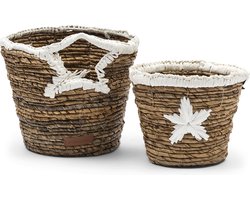 Riviera Maison Opbergmand, Rieten mand, Sterrenprint, kerst - Étoiles Mini Basket 2 stuks - Bruin
