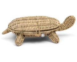 Riviera Maison Opbergmand schildpad Bruin - Turtle Mandje met deksel - Rattan - (LxBxH) 30x19x8