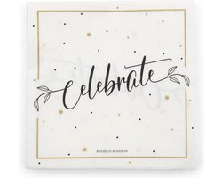 Riviera Maison Paper Napkin Celebrate - Papier - Zwart / Wit - 16.5x16.5x2.0 cm