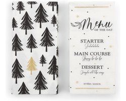 Riviera Maison Paper Napkin Christmas Menu - Papier - Zwart / Wit - 16.5x8.0x2.0 cm