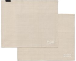 Riviera Maison Placemat set Katoen, Plain onderlegger - 2 stuks, Voor Keuken en Eettafel, Tafeldecoratie, Klassiek, Handmade - RM Classic Placemat - Beige - Katoen
