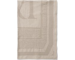 Riviera Maison Plaid Beige met RM logo - Monogram Jacquard decoratief deken 180 cm breed