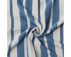 Riviera Maison Plaid Blauw/wit verticale streep - Julius decoratief deken 180 cm