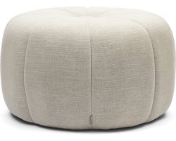Riviera Maison Poef Beige, Kruk, Voetenbank, Rond - Falcone Stool - Linnen, hout - (ØxH) 72x41.0