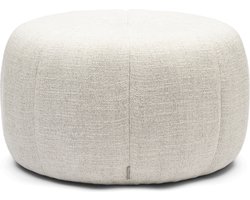Riviera Maison Poef Wit, Kruk, Voetenbank, Rond - Falcone Stool Antique - Polyester, hout - (ØxH) 72x41