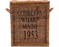 Riviera Maison Rattan Opbergkist met Deksel, Opbergmand - RR Cobbl Wharf Trunk S 60x30x70 - Rattan, Mahoniehout - Bruin