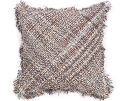 Riviera Maison Rhythm Blues Weave Pillow Cover - Katoen - Taupe / Blauw - 50.0x50.0x1.0 cm