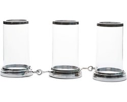 Riviera Maison RM Horse Bit Multiple Hurricane - Aluminium, Glas - Transparant - 50.0x12.5x22.0 cm