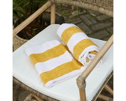 Riviera Maison - RM Lovely Str Beach Towel white/yellow - Strandlaken Wit / Geel