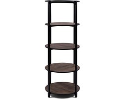 Riviera Maison RM Round Display, 5 shelves - Gerecycled Eikenhout, IJzer - Zwart - 69.0x69.0x25.0 cm