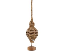 Riviera Maison RR Christmas Peak On Stand Kerstornament L - Piek op standaard - Rattan - 9cm x 35cm - Woondecoratie
