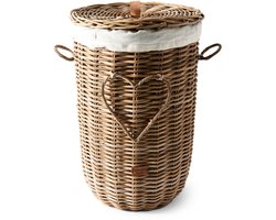 Riviera Maison RR Heart - Wasmand - Rattan - 64cm - Decoratief Hart