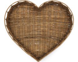 Riviera Maison Rustic Rattan Heart Tray - Rattan - Natural - 45.0x40.0x8.0 cm