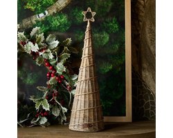 Rivièra Maison Rustic Rattan Tree Swirl – Rustic Rotan Kerstboom met Spiraaldesign – Natuurlijke Kerstdecoratie