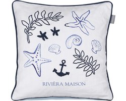 Rivièra Maison Sail Away Cushion Sierkussen - 45 x 45 cm cm - Blauw