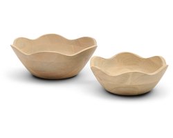 Riviera Maison Serveerschaal organische rand Naturel - Navelli Decoratieschalen 2 stuks - Hout