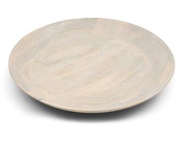 Riviera Maison Serveerschaal rond Naturel - Bangli Schaal, Decoratieschaal - Hout - (ØxH) 50.5x7