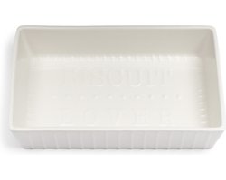 Riviera Maison Serveerschaal Wit porselein rechthoekig - Biscuit Lover koekjes schaal voor op tafel aardewerk