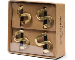 Riviera Maison Servetringen Golvende Vorm Goud - Roselle Servetring Set Van 4 - Brass (ØxH) 4.5x3.5
