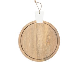 Riviera Maison Snijplank hout rond - Marble Art Chopping Board - Naturel