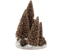 Riviera Maison Sparkling Forest Deco Trees goud Kerstornament - Plastic - 12,5cm x 16,5cm - Woondecoratie - Kerstdecoratie