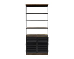 Riviera Maison Stanford Book Cabinet - Reclaimed Oakwood, Poplarwood, Iron - - 107.0x54.0x152.0 cm