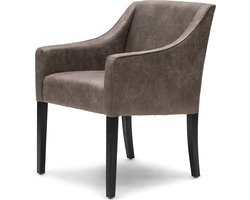 Riviera Maison Stoel Bruin, Eetkamerstoel, imitatieleer, klassiek - Savile Row DAC - Imitatieleer, hout - (LxBxH) 56x61x86