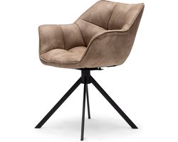 Riviera Maison Stoel Met Armleuning - Carnaby Dining Armchair Turning Leg - Bruin