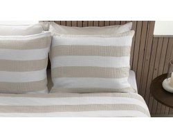 Riviera Maison Striped dekbedovertrek - Lits-Jumeaux - 240x200/220 - Zand