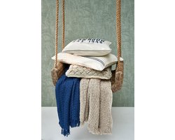 Riviera Maison StrombolI Linen stripe Kussenhoes - 65x45 Cm - Wit