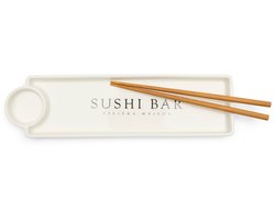 Riviera Maison Sushi bord rechthoek Wit - Sushi Suhi servies incl chopsticks - Porselein