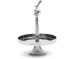 Riviera Maison Taartplateau met voet konijn Zilver - Bunny Taartstandaard - Aluminium - (ØxH) 17x23