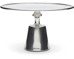 Riviera Maison Taartplateau met voet rond Zilver - Covo Taartstandaard - Aluminium - (ØxH) 24x16