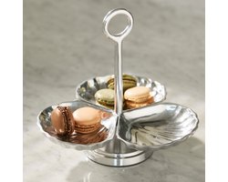 Riviera Maison Taartplateau met voet schelp Zilver - Sea shell Taartstandaard - Aluminium, Hout