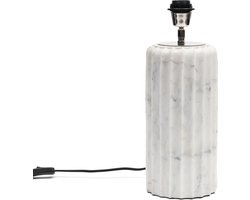 Riviera Maison Tafellamp wit marmer modern - Brielle ronde lampenvoet met ribbel voor woonkamer of slaapkamer