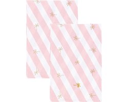 Riviera Maison Tafelloper - Palm Breeze Table Runner - Roze Wit - Set 2 Stuks