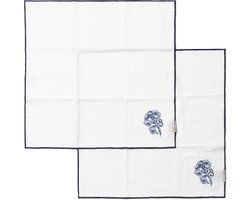 Riviera Maison Textielen Servetten wit met blauw bloem - Floral Island Servet vierkant 50x50 cm