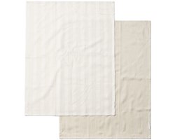 Riviera Maison Theedoeken Set van 2 theedoek beige wit lichte strepen print - RM Identity vaatdoek 70x50 cm