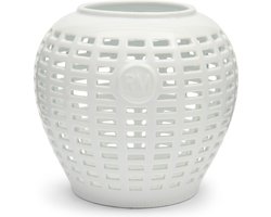 Riviera Maison Theelichthouder rond Wit - Leatitia Kaarsenhouder - Keramiek - (ØxH) 18.5x18