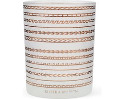 Riviera Maison Theelichthouder Wit - RM Peraia Rond met Print - Glas - (ØxH) 10x12.5