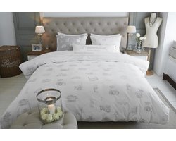 Riviera Maison Toile de Jouye Dekbedovertrek - Eenpersoons - 140x200/220 cm - Light Grey