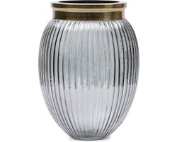 Riviera Maison Vaas, Bloemenvaas, Gekleurd glas met ribbel - RM Vase Chatel - grijs - Glas