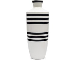 Riviera Maison Vaas wit Aardewerk bloemenvaas - Seaford hoge ovale vaas gestreept 53 cm hoog