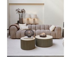 Riviera Maison Vicenza Lounge Sofa 3,5S Taupe - Polyester, Dennehout - Taupe - 218.0x246.0x158.0 cm