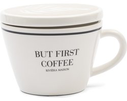 Riviera Maison Voorraadpot, Opbergpot, Decoratie pot, soepkom - But First Coffee Storage Jar - wit
