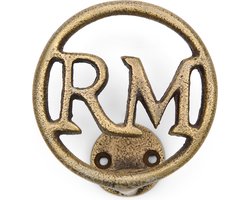 Riviera Maison Wandhaak rond Goud - RM Logo Handdoekhaakje - Aluminium - (LxBxH) 8x3.5x8