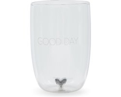 Riviera Maison Waterglas gegraveerd met tekst, Drinkglas - Maat L - 560 ml, Vaatwasserbestendig - Good Day Glass - Transparant - Glas