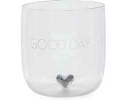 Riviera Maison Waterglas gegraveerd met tekst, Drinkglas - Maat M -325 ml - 1 stuk, Vaatwasserbestendig - Good Day Glass - Transparant - Glas